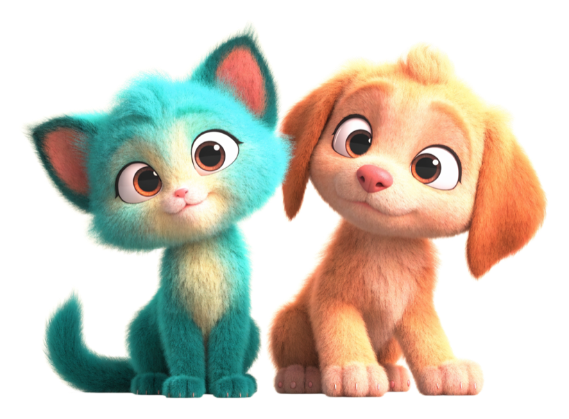 Milo the cat and Bella the dog, PET-A's mascots